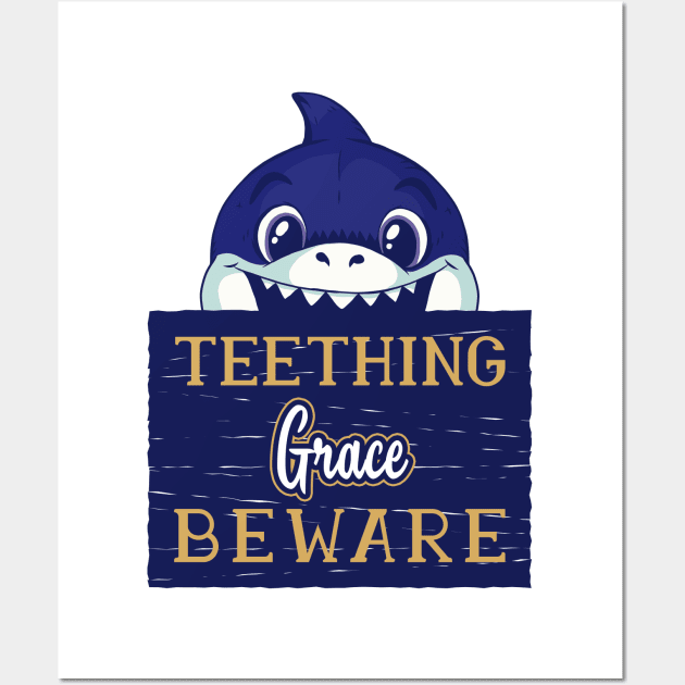 Grace - Funny Kids Shark - Personalized Gift Idea - Bambini Wall Art by Bambini